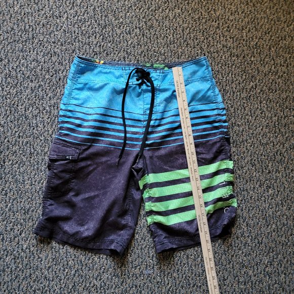 O'Neill Hybrid Lanai Blue Green Striped Board Shorts Size 30 - Picture 5 of 11